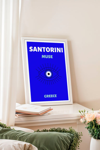 Santorini Muse Evil Eye Blue Poster