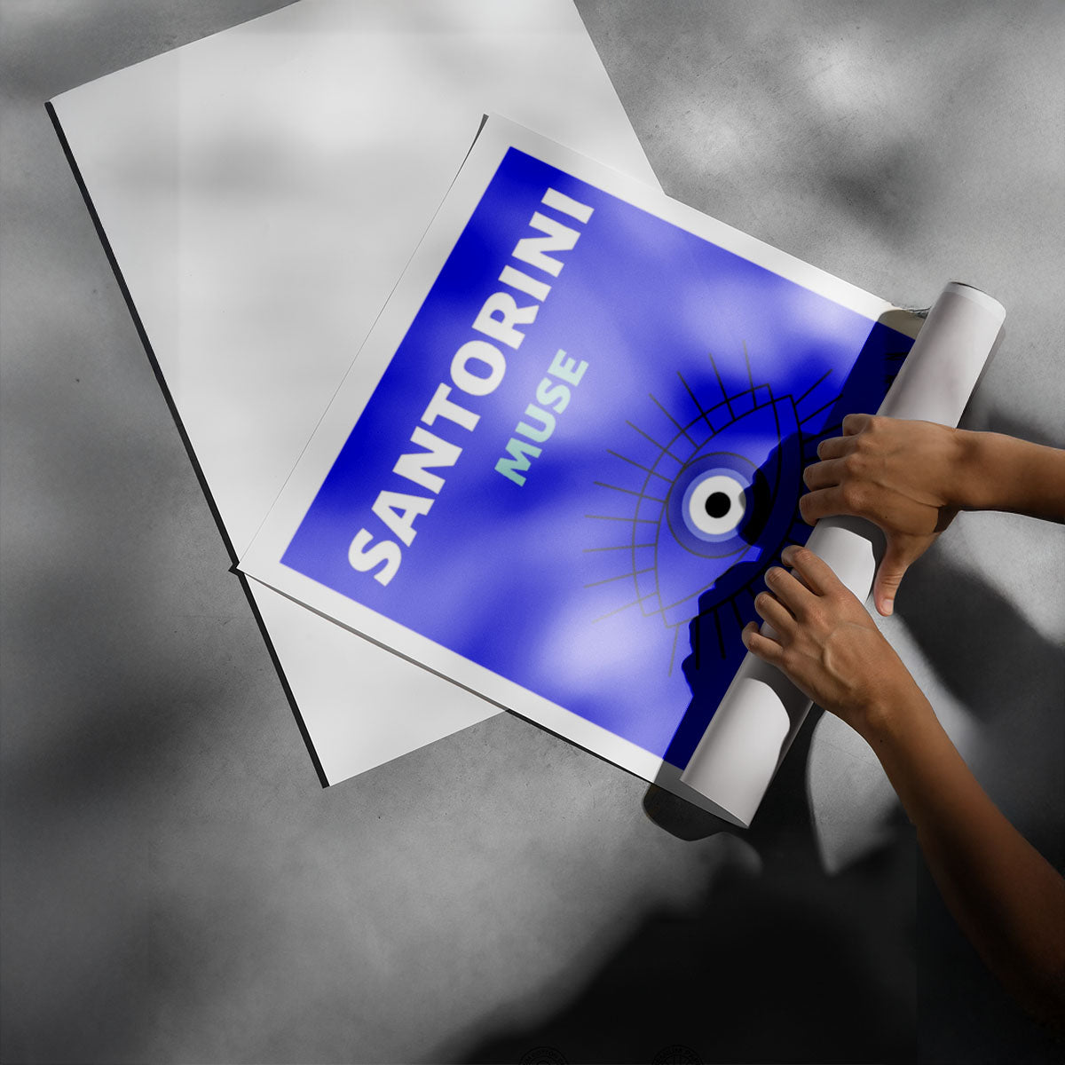 Santorini Muse Evil Eye Blue Poster