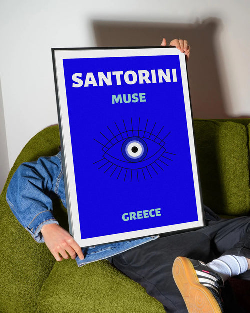 Santorini Muse Evil Eye Blue Poster