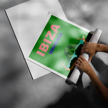 Ibiza Bohemia Green Island Travel Poster
