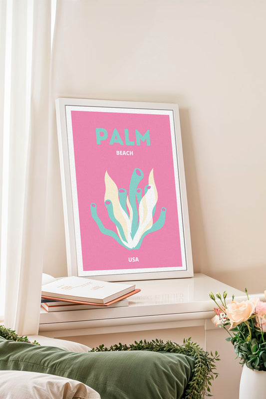 Palm Beach Pink Ocean Botanical Poster