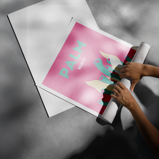 Palm Beach Pink Ocean Botanical Poster