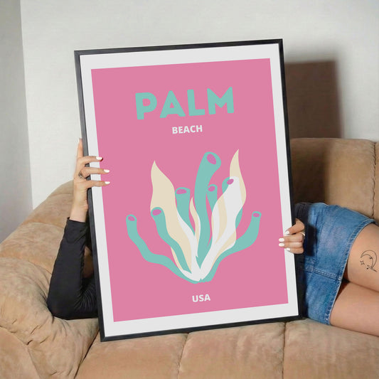 Palm Beach Pink Ocean Botanical Poster
