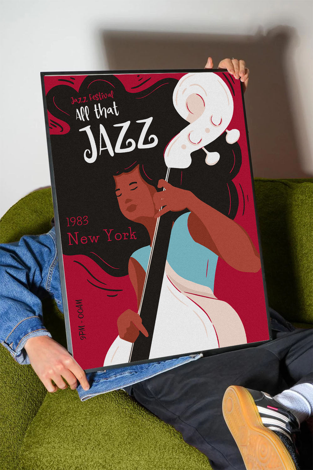 1983 New York Jazz Festivali Kadın Basçı Çerçeveli Poster