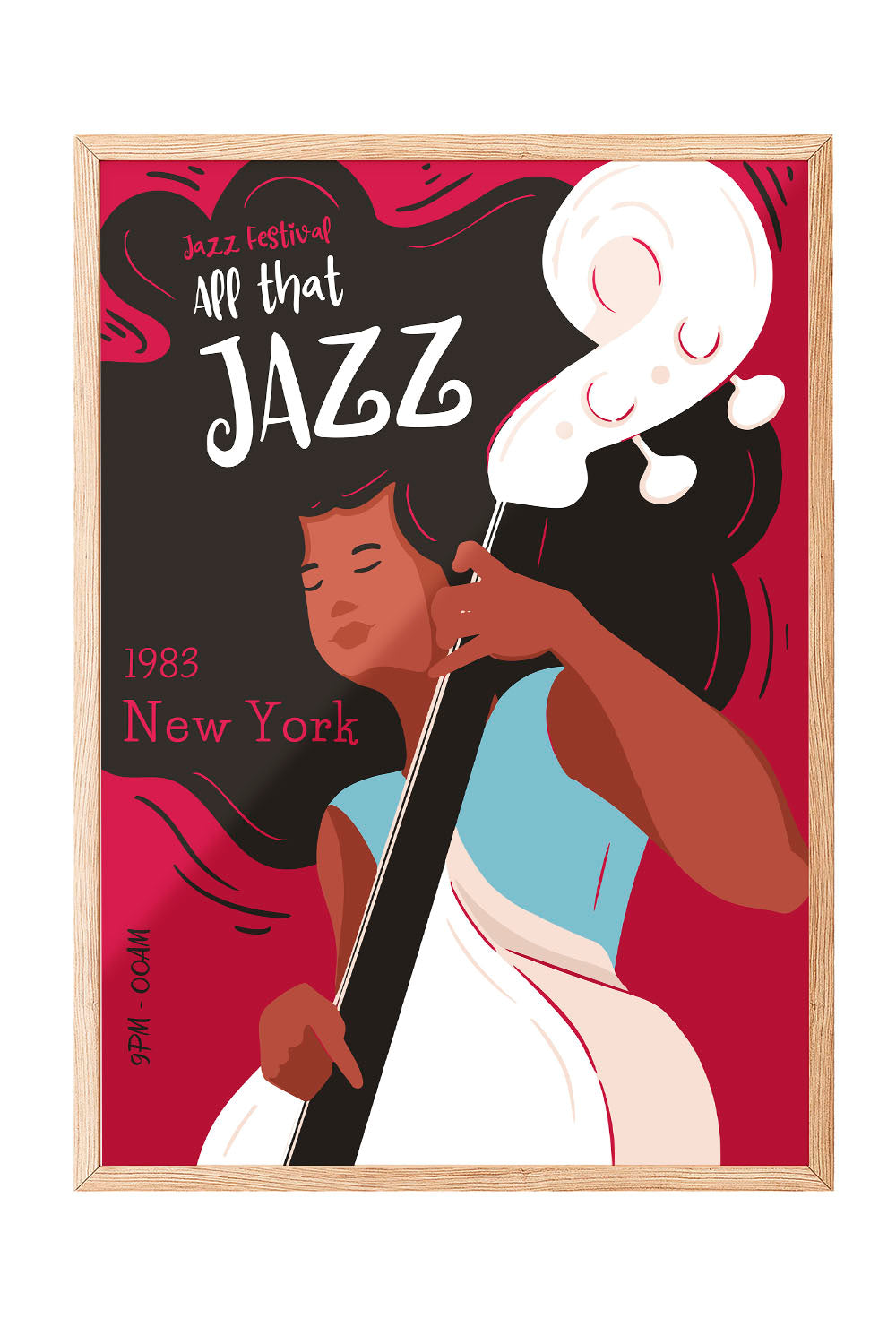 1983 New York Jazz Festivali Kadın Basçı Çerçeveli Poster