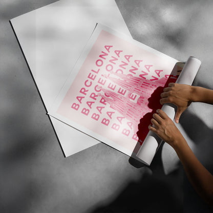 Barcelona Sagrada Familia Pink Retro City Poster