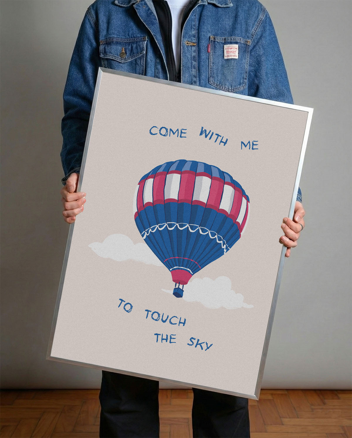 Sıcak Hava Balonu Gökyüzü Temalı Çocuk Odası Çerçeveli Poster