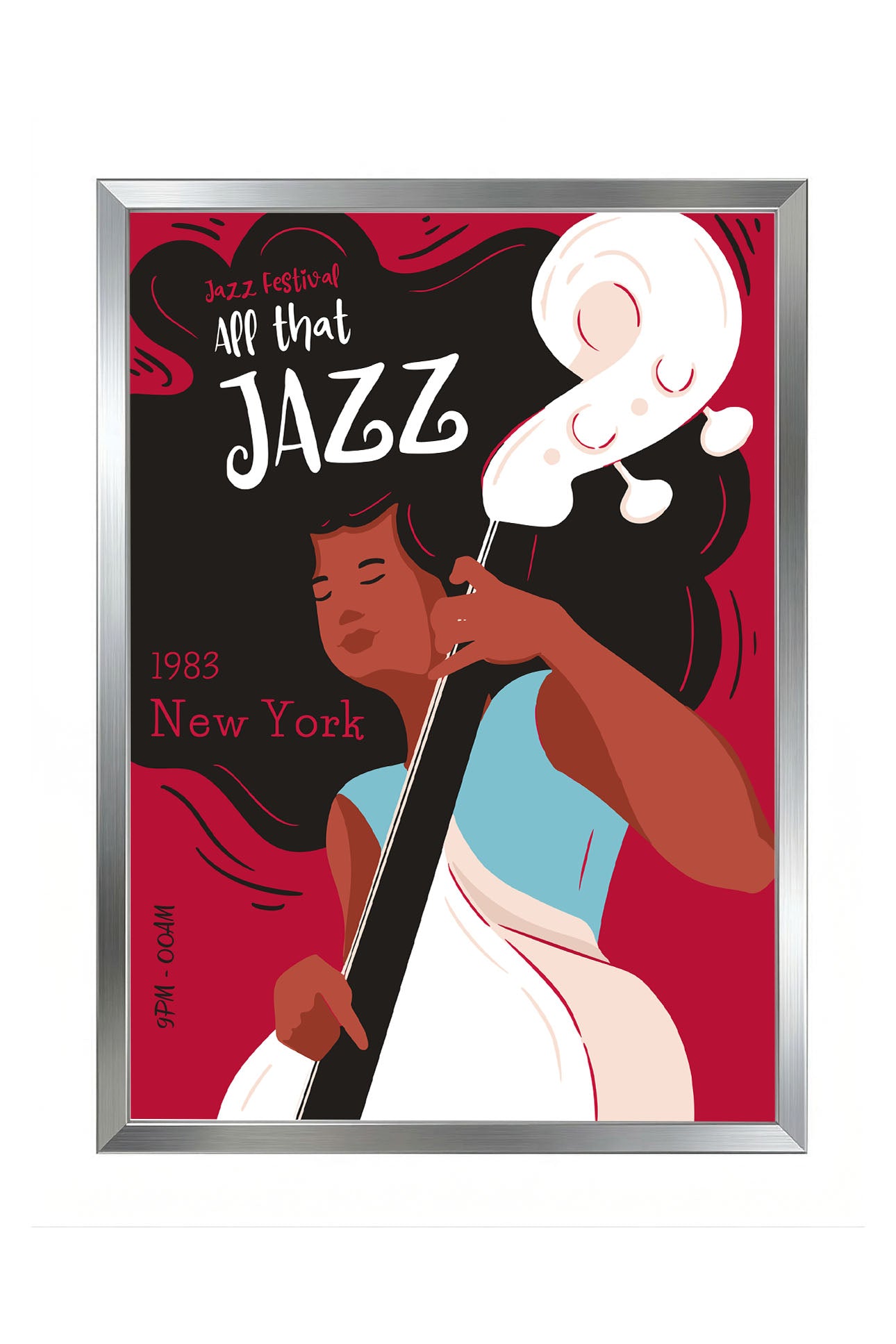 1983 New York Jazz Festivali Kadın Basçı Çerçeveli Poster