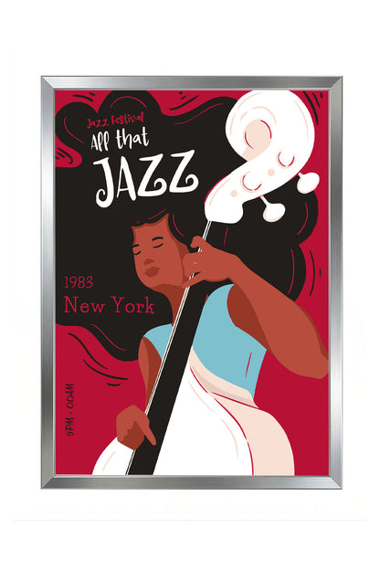 1983 New York Jazz Festivali Kadın Basçı Çerçeveli Poster