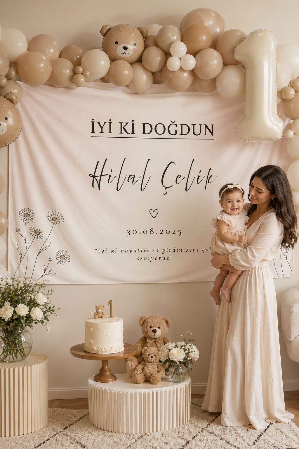 Kişiye Özel Yatay Doğum Günü Happy Birthday Duvar Örtüsü Duvar Halısı Birinci Kalite Kumaş