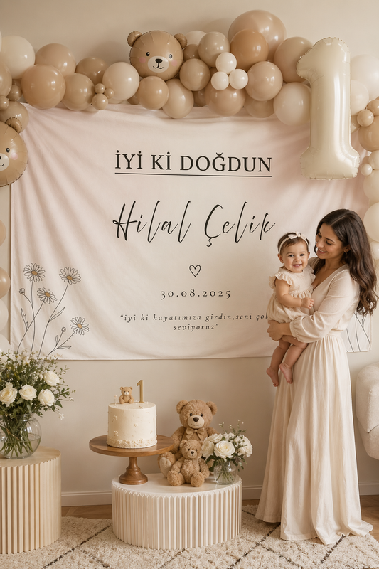 Kişiye Özel Yatay Doğum Günü Happy Birthday Duvar Örtüsü Duvar Halısı Birinci Kalite Kumaş