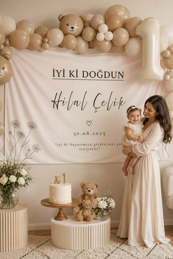 Kişiye Özel Yatay Doğum Günü Happy Birthday Duvar Örtüsü Duvar Halısı Birinci Kalite Kumaş