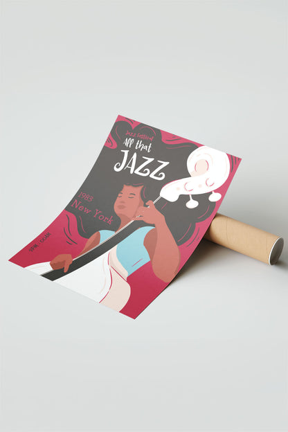 1983 New York Jazz Festivali Kadın Basçı Çerçeveli Poster