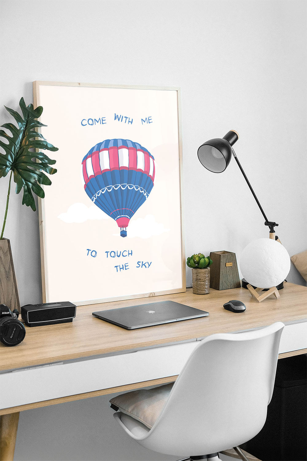 Sıcak Hava Balonu Gökyüzü Temalı Çocuk Odası Çerçeveli Poster