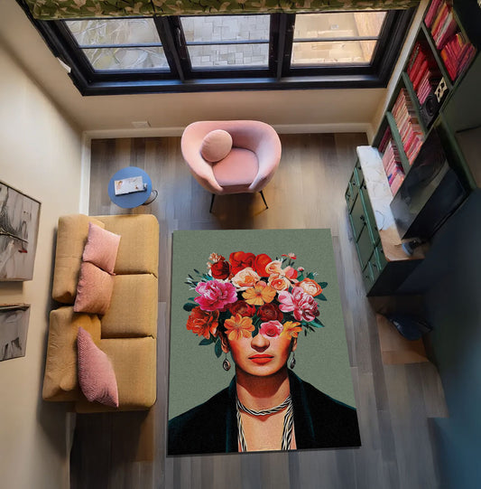 Frida Kahlo Floral Surrealism Halı