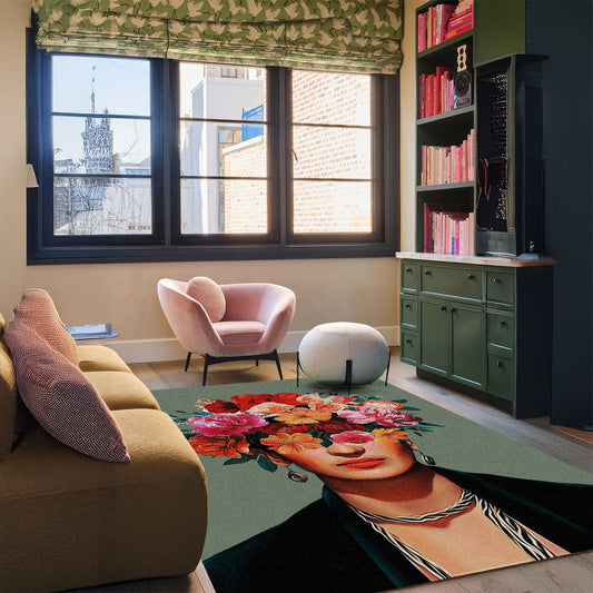 Frida Kahlo Floral Surrealism Halı