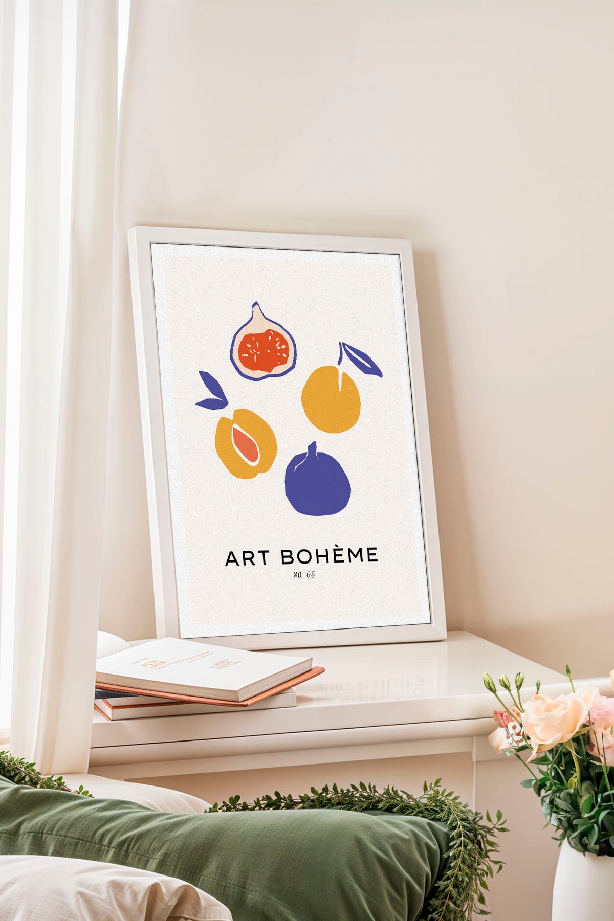 Fig and Peach Abstract Fruit Poster