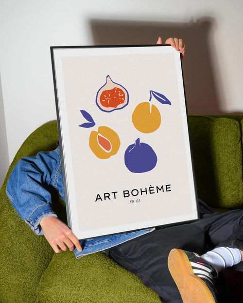 Fig and Peach Abstract Fruit Poster