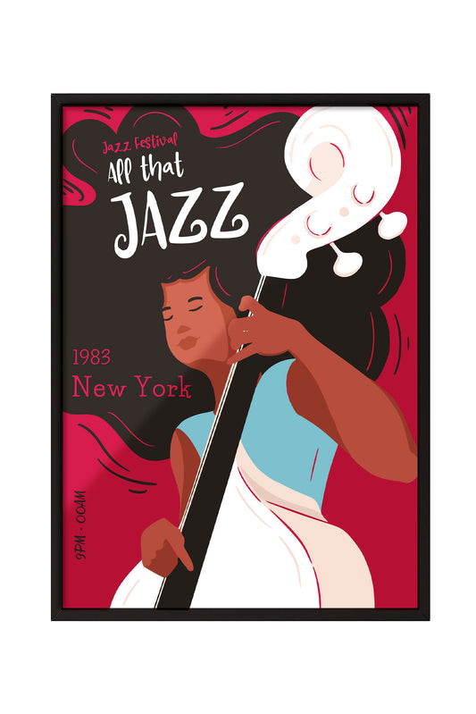 1983 New York Jazz Festivali Kadın Basçı Çerçeveli Poster