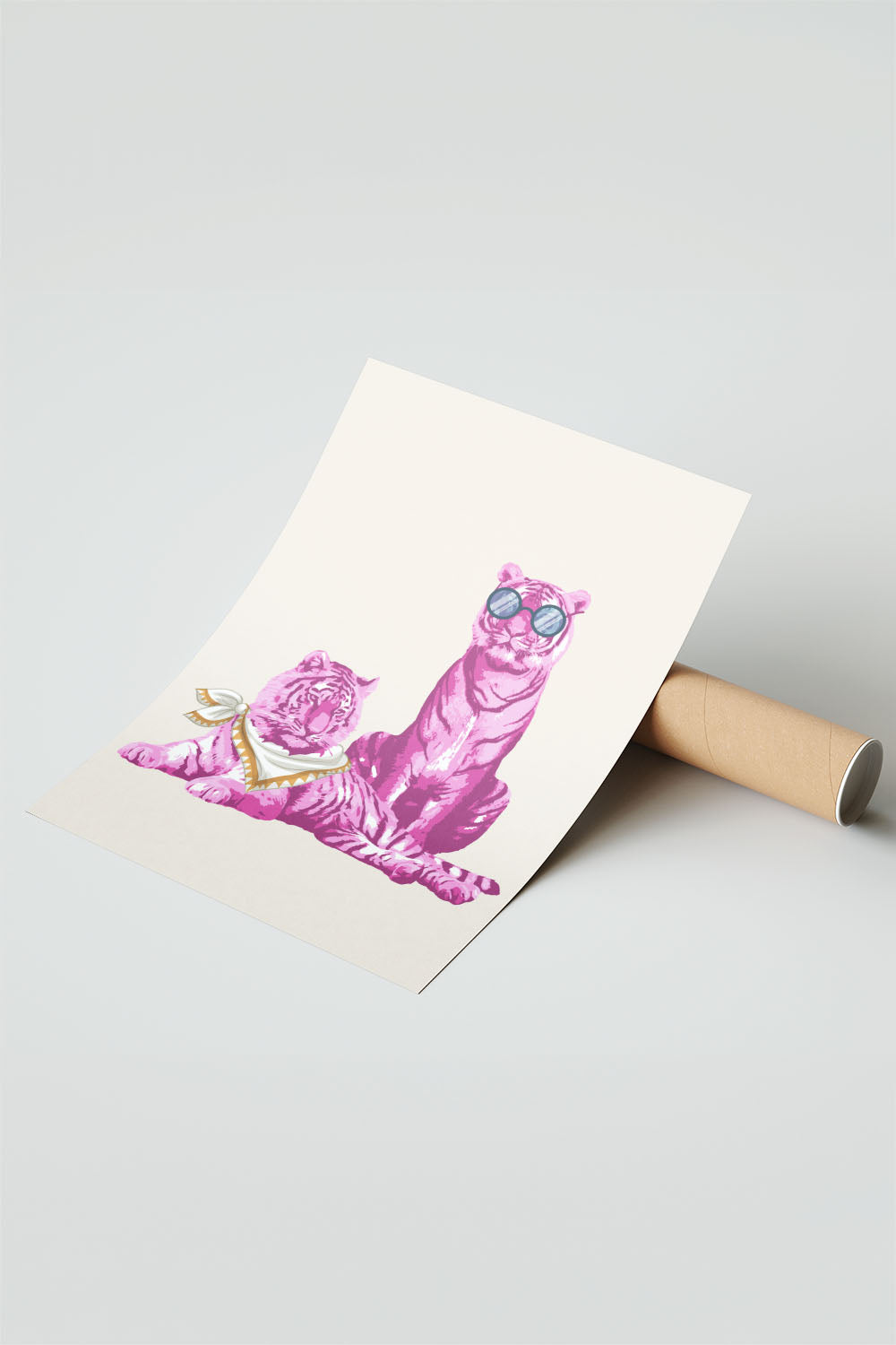 Pembe Kaplanlar Gözlüklü Modern Çocuk Odası Çerçeveli Tablo