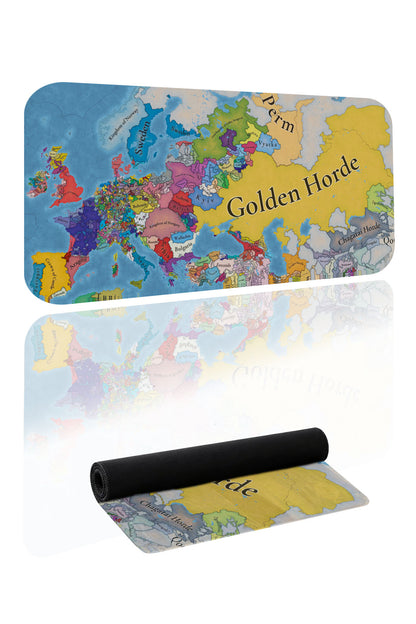 Europa Universalis harita desenli büyük boy dikişli oyuncu mousepad ve taşıma tüpü