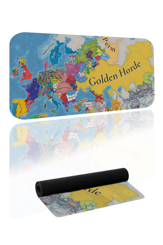 Europa Universalis harita desenli büyük boy dikişli oyuncu mousepad ve taşıma tüpü