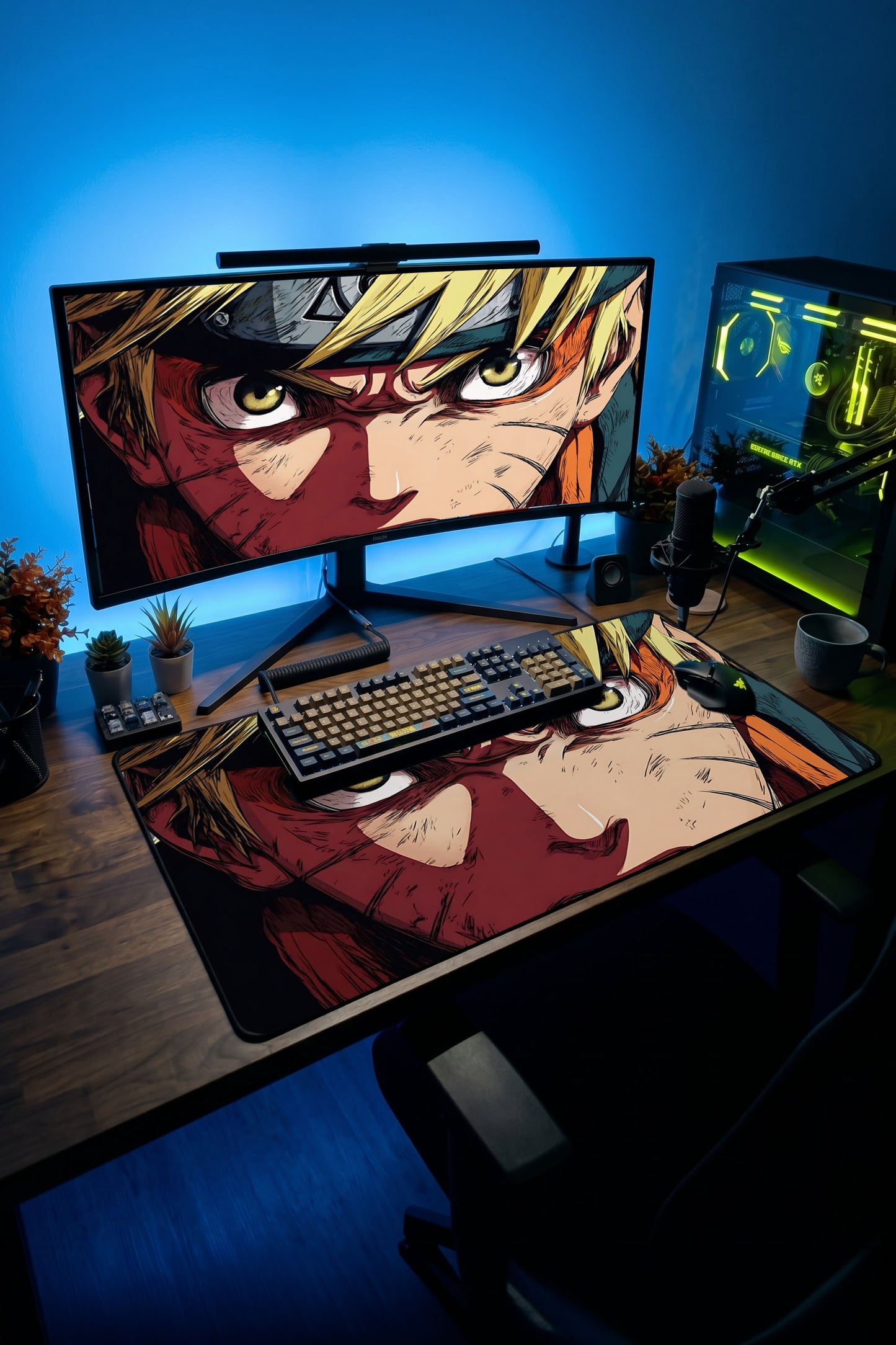 Naruto Uzumaki anime karakteri baskılı büyük boy desenli gaming mousepad