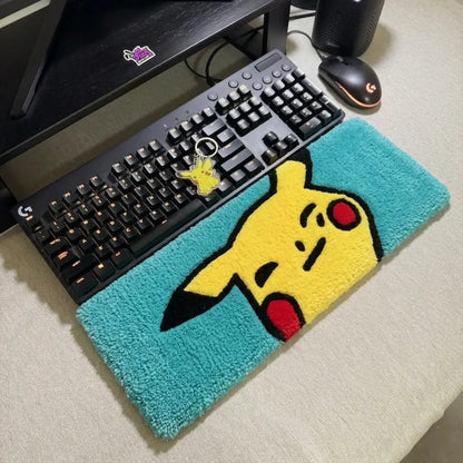 Pikachu klavye halısı, turkuaz peluş sarı Pikachu desenli bilek desteği.